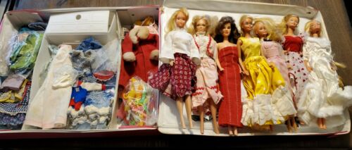 Lot Vintage Barbie's 60's 70's 80's Clothing Accessories Boots Travel Bag & Case