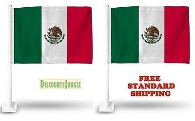 2x Mexico Mexican World Cup Soccer Car Flag Flags For Car Window 18" X 12" Inch