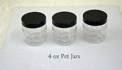 4oz Pet Plastic Clear Containers Jars W/ Lined Cap You Pick Lot & Color