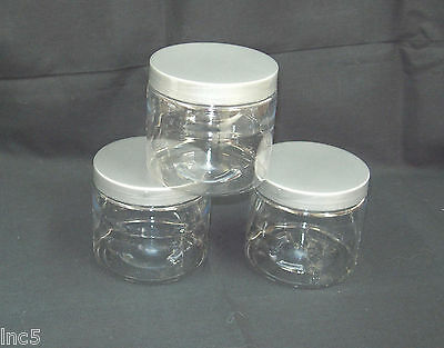 4oz To 16 Oz  Clear Pet Straight Sided Plastic  Jars W/smooth Plastic Cap